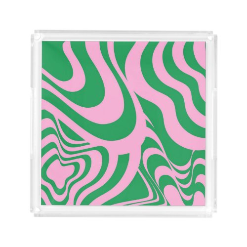 Colorful Retro Swirl Groovy Y2K Pattern  Acrylic Tray