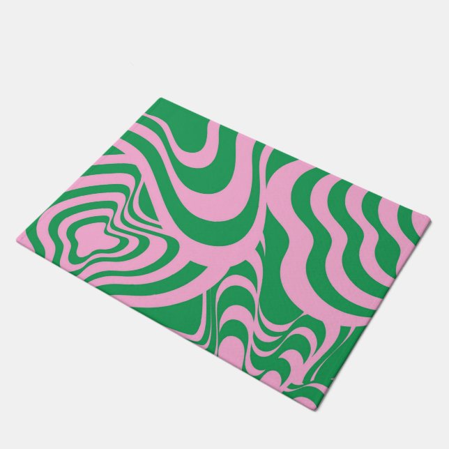 Colorful Retro Swirl Groovy Y2K Pattern  Doormat (Angled)