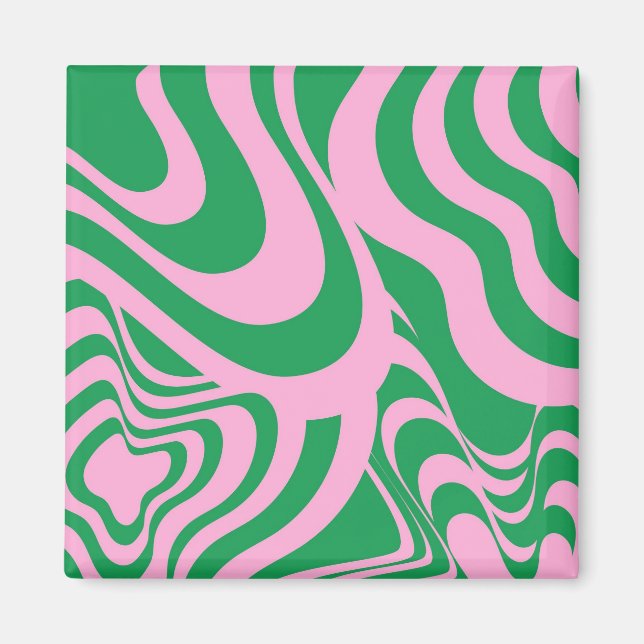 Colorful Retro Swirl Groovy Y2K Pattern  Magnet (Front)