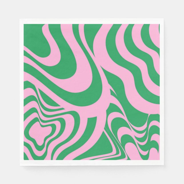 Colorful Retro Swirl Groovy Y2K Pattern  Napkins (Front)