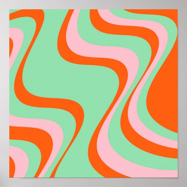Colorful Retro Swirl Groovy Y2K Pattern  Poster (Front)