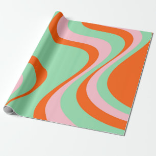 Colorful Retro Swirl Groovy Y2K Pattern Wrapping Paper