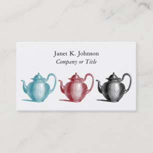 Colorful Retro Teapots Custom Personal or Company Business Card