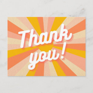 Colorful Retro Thank You postcard