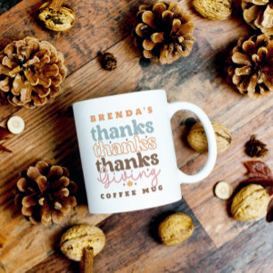 Colorful Retro Thanks Giving Typography Coffee Mug