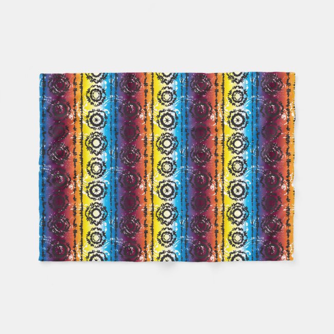 Colorful Retro Tie Dye Design Fleece Blanket