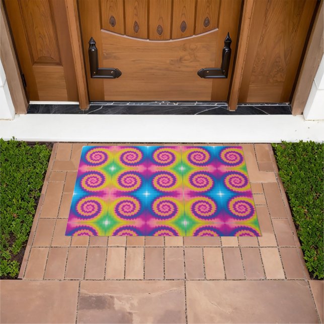 Colorful retro tie dye pattern doormat (Outdoor)