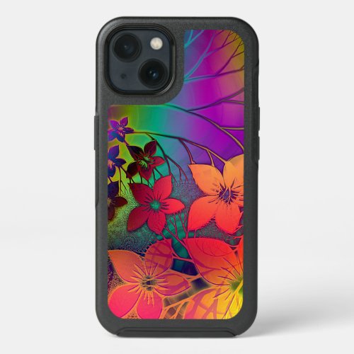 Colorful Retro Tie_Dye Rainbow Floral Pattern iPhone 13 Case