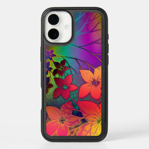 Colorful Retro Tie-Dye Rainbow Floral Pattern iPhone 16 Mini Case