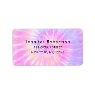 Colorful Retro Tie Dye Tiedye Name Address Label