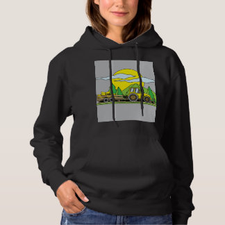 Colorful Retro Tractor In Nature Hoodie