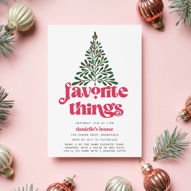 Colorful Retro Tree Holiday Favorite Things Party Invitation (Creator Uploaded)