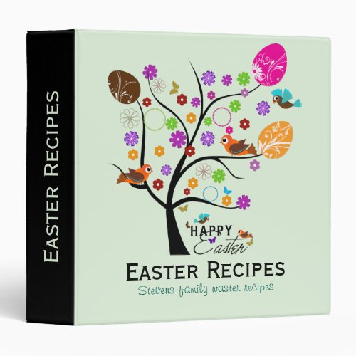 Colorful Retro Tree With Easter Eggs  Birds 2 Binder