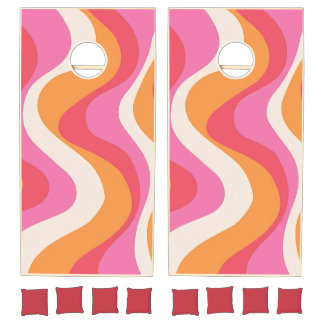 Colorful Retro Tropical Cornhole Set
