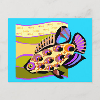 Colorful Retro Tropical Fish Postcard