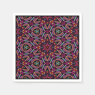 Colorful Retro Turkish Mosaic Kaleidoscope Pattern Napkins