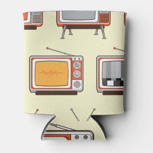 Colorful retro TV vintage pattern Can Cooler