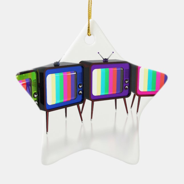 Colorful retro tv's ceramic ornament (Front)