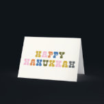 Colorful Retro Typography Hanukkah Holiday Card<br><div class="desc">Cute and colorful Hanukkah greeting with fun retro typography. Personalize the inside with your favorite greeting!</div>