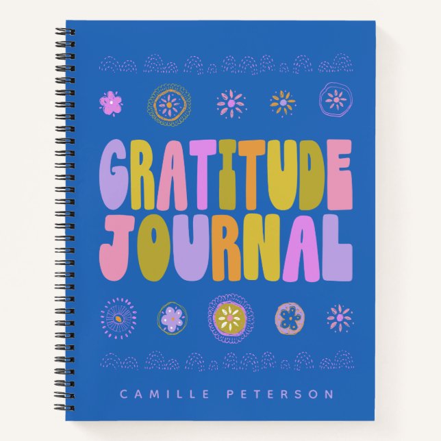 Colorful Retro Typography Personalized Gratitude Notebook (Front)