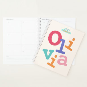 Colorful Retro Typography Personalized Name 2027 Planner