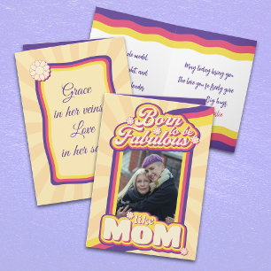 Colorful Retro Typography Quote Photo Mother's Day Card