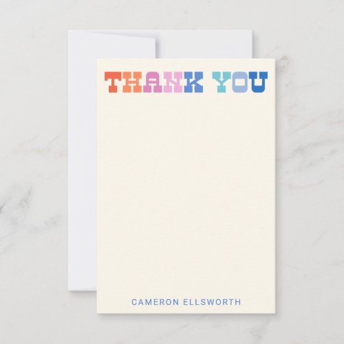 Colorful Retro Typography Simple Personalized Thank You Card