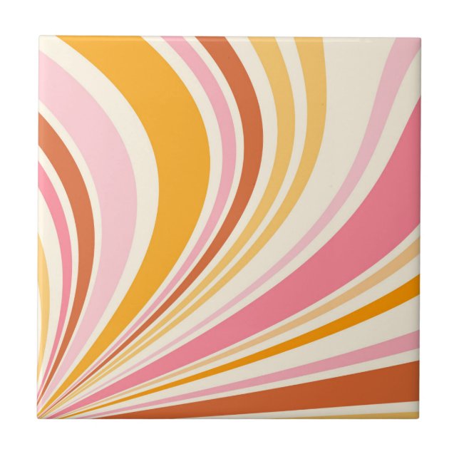 Colorful retro vibes ceramic tile (Front)