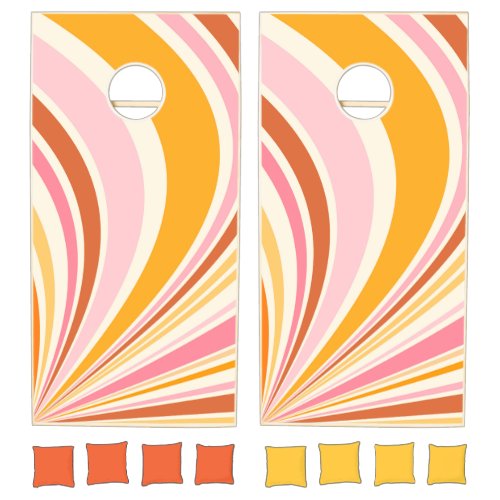 Colorful retro vibes cornhole set