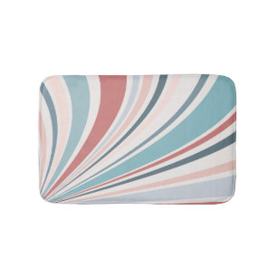 Colorful retro vibes in pink, blue and gray bath mat