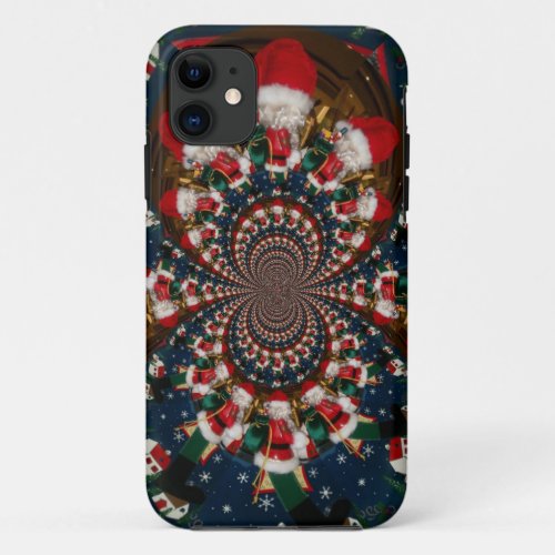 Colorful Retro Vintage Christmas presents Xmas gif iPhone 11 Case