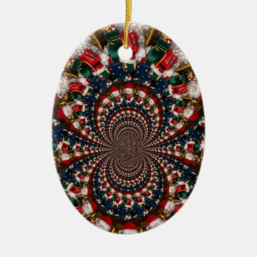Colorful Retro Vintage Christmas presents Xmas gif Ceramic Ornament