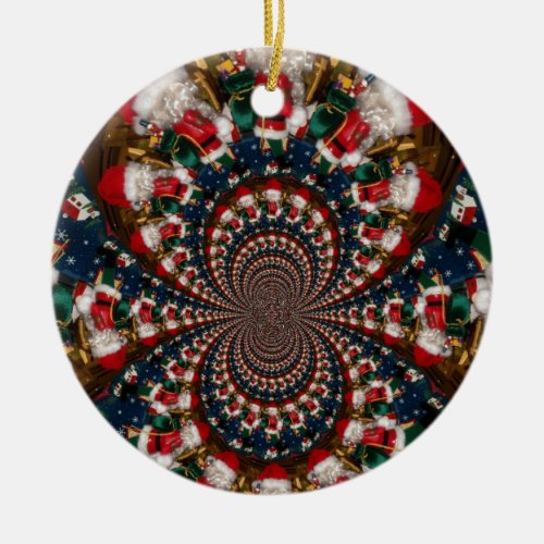 Colorful Retro Vintage Christmas presents Xmas gif Ceramic Ornament