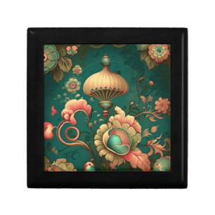 Colorful retro vintage flowers gift box