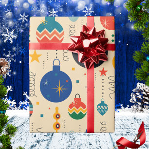 Colorful Retro Vintage Ornament Pattern Christmas Wrapping Paper