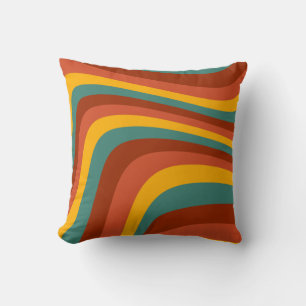 Colorful Retro Wave Fun Groovy Abstract Pattern Throw Pillow