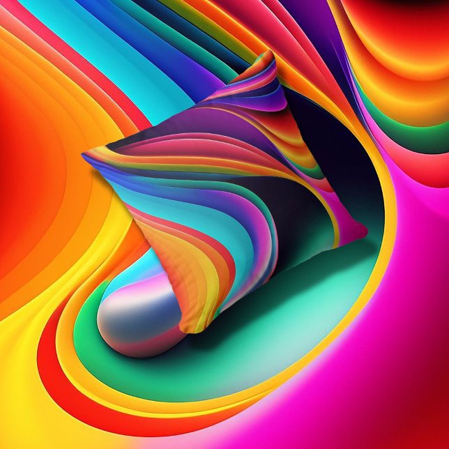 Colorful Retro Waves Accent Throw Pillow (Creator Uploaded)