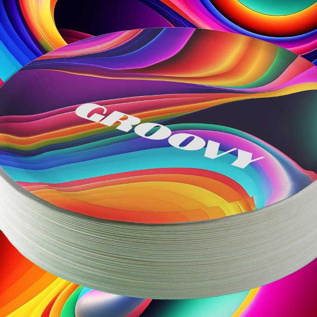 Colorful Retro Waves Groovy Paper Plates (Creator Uploaded)