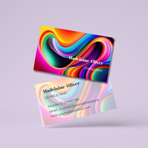 Colorful Retro Waves Modern Business Card