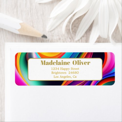 Colorful Retro Waves Modern Label