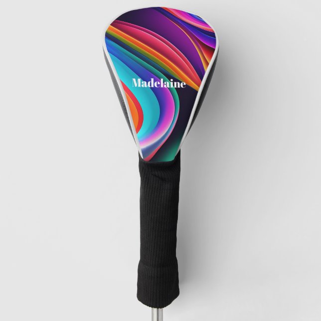 Colorful Retro Waves Personal Golf Head Cover (Front)
