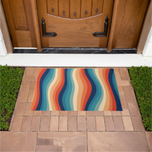 Colorful Retro Waves Vintage Doormat