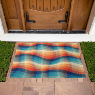 Colorful Retro Waves Vintage Doormat