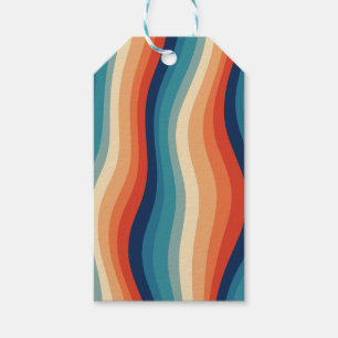 Colorful Retro Waves Vintage Gift Tags