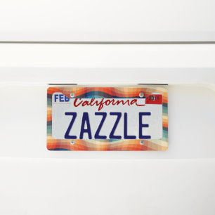 Colorful Retro Waves Vintage License Plate Frame