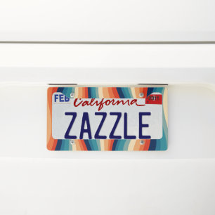 Colorful Retro Waves Vintage License Plate Frame