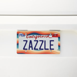 Colorful Retro Waves Vintage License Plate Frame