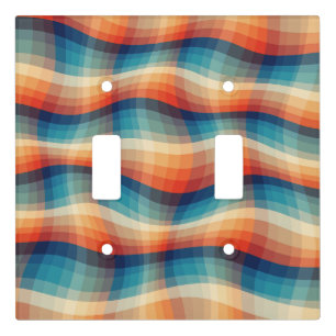 Colorful Retro Waves Vintage Light Switch Cover
