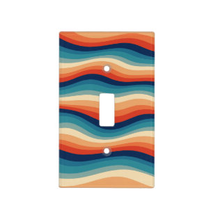 Colorful Retro Waves Vintage Light Switch Cover