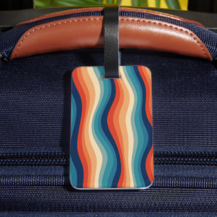 Colorful Retro Waves Vintage Luggage Tag